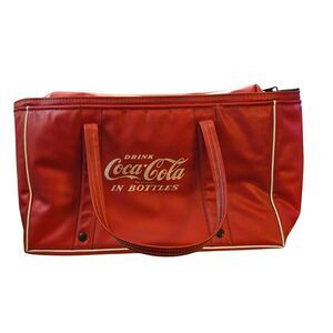 Vintage Red Coca-Cola In‎ Bottles Vinyl Cooler Insulated Carrying Bag Tote